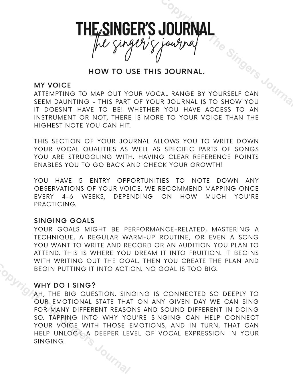 The Singer's Journal