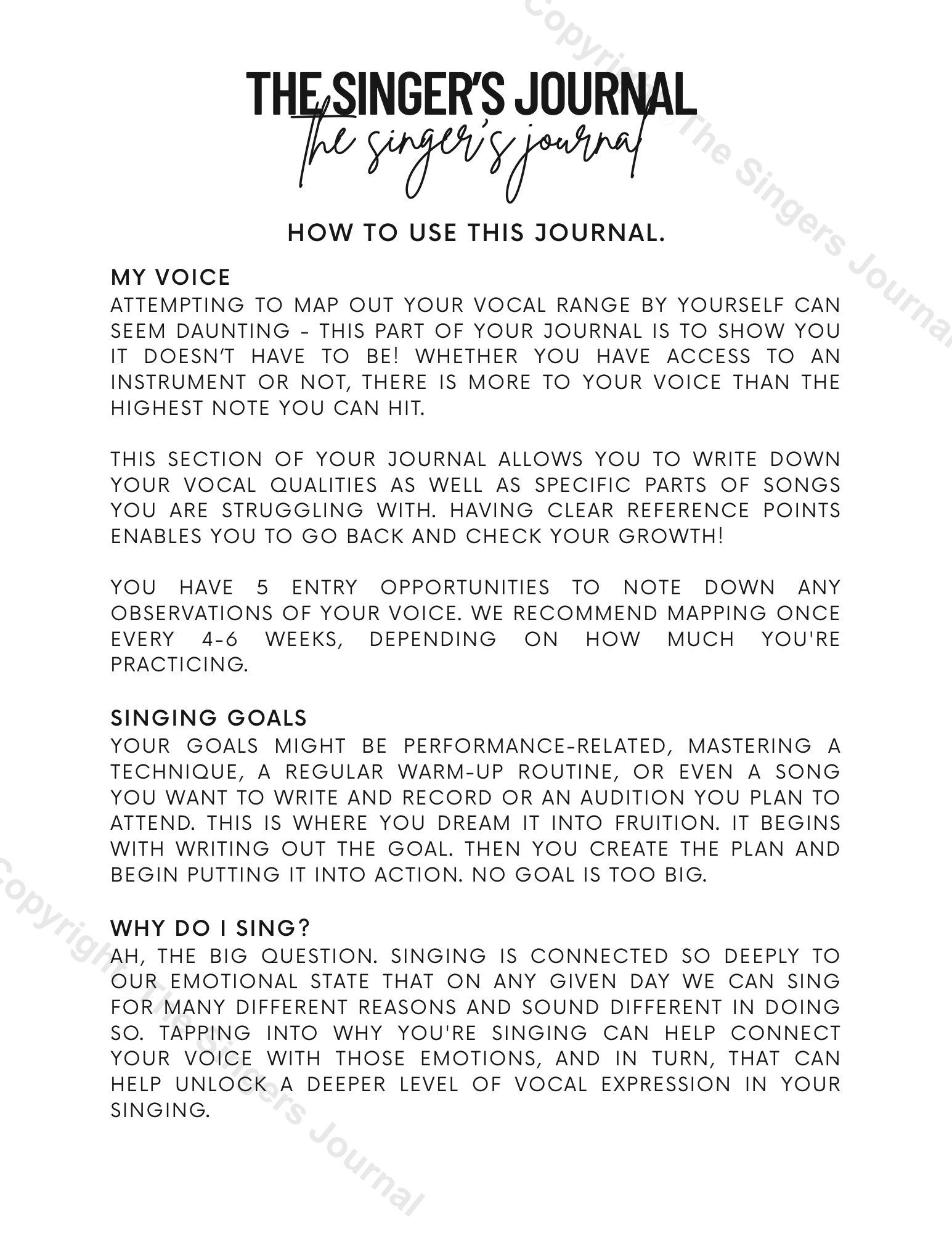 The Singer's Journal