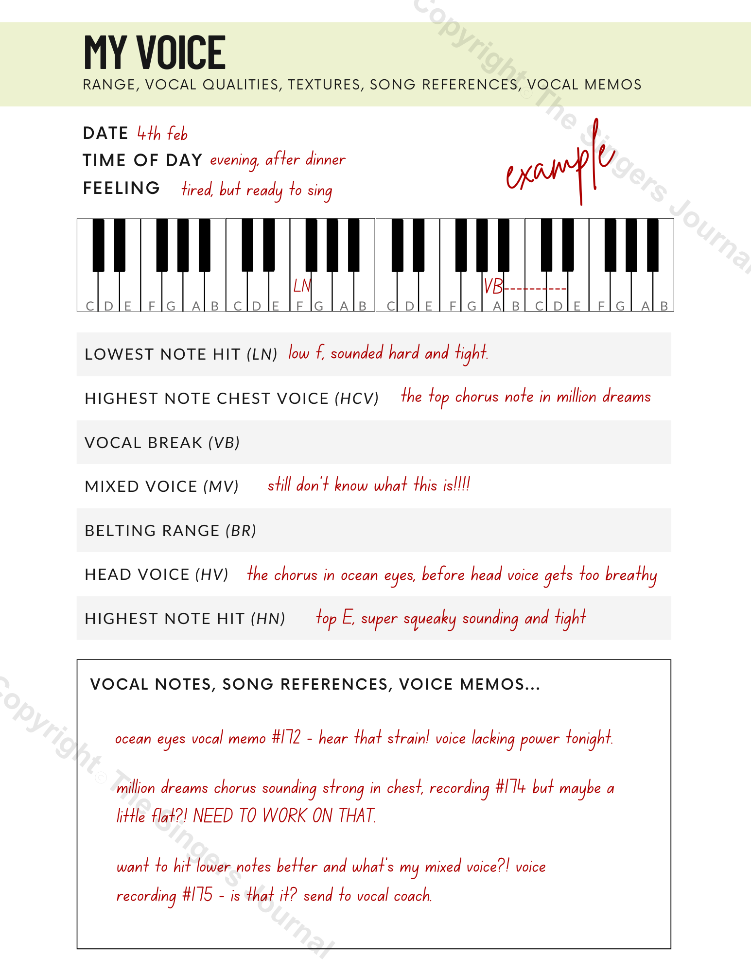 The Singer's Journal