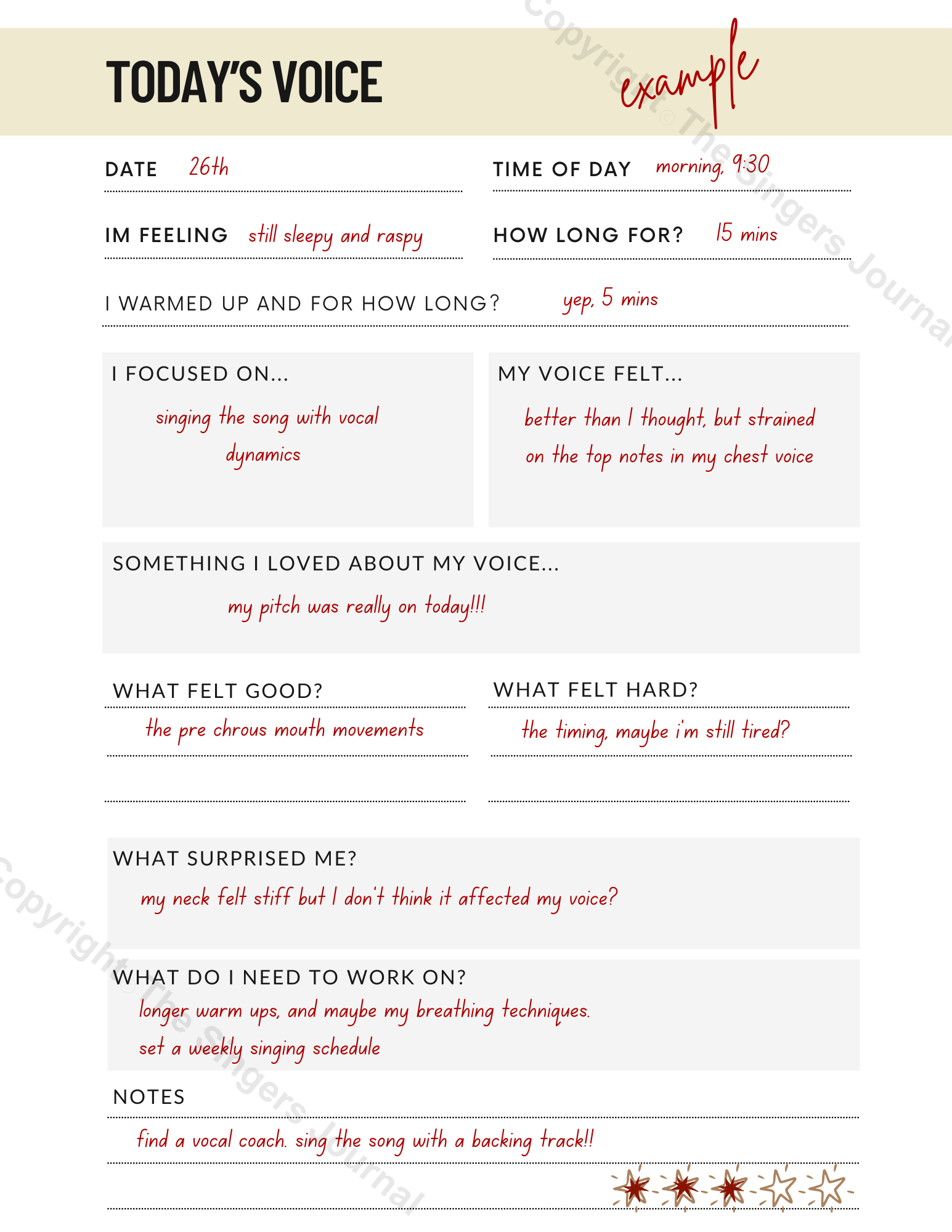 The Singer's Journal