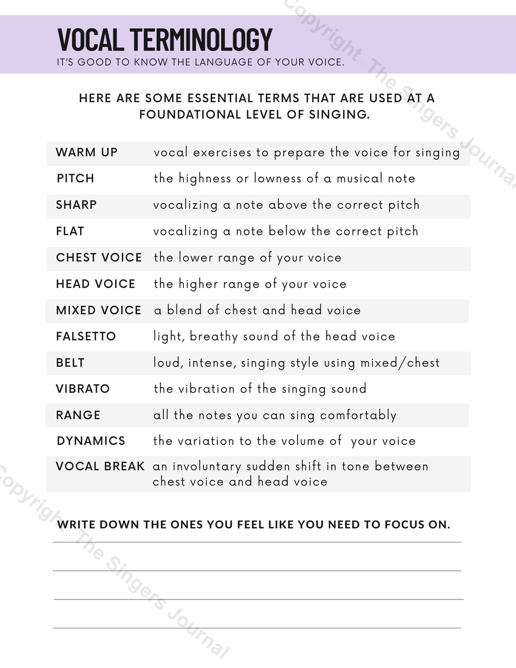 The Singer's Journal